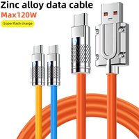 120W 6A Super Fast Charge Type c Liquid Silicone Charger Cable For iPhone Samsung Huawei Xiaomi Quick Charging Type-C Data Wire