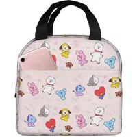 Kpop Insulated Lunch Bag Thermal Bag Reusable Cute Cartoon Large Tote Lunch Box Bento Pouch Work Outdoor