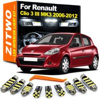 ZITWO 13Pcs For Renault Clio 3 III MK3 2006 2007 2008 2009 2010 2011 2012 LED Bulb Interior Dome Trunk Sunvisor Light Kit