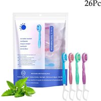 Independently packaged disposable bursting bead toothbrush, dental floss, toothpick, Five-in-one bursting bead toothbrush
