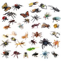 Realistic Plastic Bugs Figurines with Cicada Cricket Scarab Bee Ant Spider Beetle Insects Figures for Fairy Garden Decoration