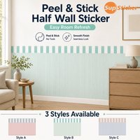 Removable Vinyl Wallpaper, Vertical Striped Panel for Room, Modern Clean Look, 3 Colors, No Glue