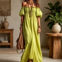 2026 Sexy One Shoulder Short-Sleeved Women's Party Dresses Summer New Fashion Loose Elegant Female Vacation Long Dress