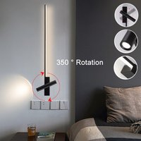 Nordic LED Linear Wall Lamps with 350° Rotatable Spotlight Living Room Stairway Hardwired Aluminum LED Wall Lights Wall Sconce