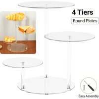4 Tier Cake Stand Acrylic Transparent Cupcake Stand Round Display Display Tree Stand for Wedding Party Birthday Family Gathering