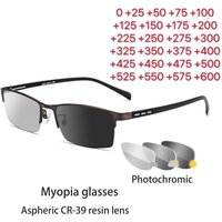 Photochromic Sunglasses Chameleon Lens Myopia Blue Light Blocking Men's Computer Glasses Game for Sight +0.50 +0.75 +175 +2.5 +6