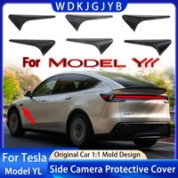 For Tesla Model YL Launch 2026 Side Camera Cover Lens Protector ABS Camera Cover Black Fiber Pattern ABS Leaf Board Accessories