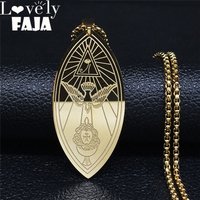Ordo Temples Orientis Necklace Pendant for Women Men, brass, occult, Grimoire, Magic, Oto Gold Color Chain Necklace Jewelry