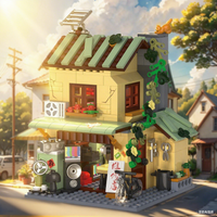 Vintage Country House Bricks Canteen House Build Architecture Building Blocks Breakfast Shop Figures Bricks Toys for Kid Gift