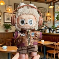 Blind box doll brown retro flying jacket plush toy clothes fashion leather accessories clothes 15~17CM applicable doll accessori