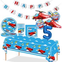 Aircraft Theme Disposable Tableware Plates Cups Napkins Banner Tablecloth Balloon Airplane Birthday Party Decorations