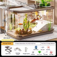 Minimalist Desktop Covered Clear Aquarium Tank Home Living Room Tabletop Nano Fish Turtle Eco Friendly Plastic Fish Tank
