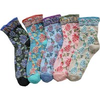 5 Pairs Streetwear Winter Cotton Socks Women Fashion Harajuku High Quality Flower Print Kawaii Socks Korean Style Long Sokken