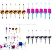 HX6A 6Pcs Beadable Ballpoint Pen Plush Ball Ballpoint Pen Write Smoothly Novelty Writing Pen for Student Kid Game Reward