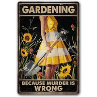 Funny Garden Decor Garden Gifts Gardening Because Murder Is Wrong Metal Garden Sign Outdoor, ;, (263)