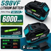 598VF 18V-21V 6,0Ah wiederaufladbarer Li-Ionen-Akku mit LED-Ladeanzeige, Ersatz für Makita 18V-Akkus für kabellose Elektrowerkzeuge, Polen, lokaler Lagerbestand, schneller Versand