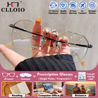 CLLOIO New Design Women Polygon Myopia Prescription Computer Glasses High Quality Anti Blue Ray Progressive Photochromic Eyeware