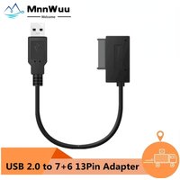 MnnWuu USB Adapter PC 6P+7P CD DVD Rom SATA To USB 2.0 Converter Slimline Sata 13 Pin Adapter Drive Cable For PC Laptop Notebook
