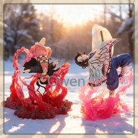 Shinobu Kocho & Nezuko Kamado Demon Slayer Kimetsu No Yaiba Figure PVC Action Statue Fighting Pose Ver Collectible Model Toys