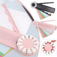 360° Rotating Head 12 in 1 Paper Cutter Smooth Cutting with Anti Slip Pad Manual Paper Cutter Multiple Cutting Patterns Plastic