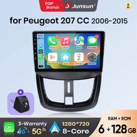 Radio samochodowe Junsun Android Auto do Peugeot 207 207CC 2006 2007 2008 2009 2010 2011-2015, multimedialny bezprzewodowy Apple CarPlay, inteligentne systemy, ekran dotykowy IPS, odtwarzacz wideo