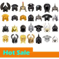MOC Building Blocks Medieval Warrior Roman Soldier Helmet King Crown Weapons Accessories Mini Bricks DIY Toy For Kids