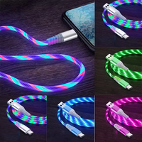 Flow Luminous USB-A to Type-C Cable 5A Fast Charging Data Cord Glowing LED Cable For iPhone 15 16 17 Pro Max Samsung Xiaomi 1m