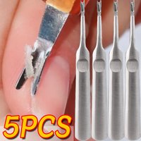 5PCS Cuticle Pusher Professional Stainless Steel Nail Cuticle Trimmer Remover Callus Dead Skin Fork Nail Manicure Pedicure Tool