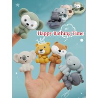 Soft Silicone Animal Finger Bath Boats Set,Cute Animal Finger with Floating Boats,baby Bath Water Play Sensory Toys for Toddlers