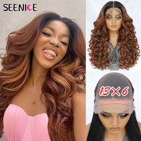 Latisha 13X6 Synthetic Lace Front Wigs Curly 13X5X1 Pre Plucked Lace Frontal Wig with Bangs for Women Highlight with Babyhair