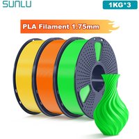 SUNLU 3 kg PLA/klares 3D-Drucker-Filament, 1,75 mm, 1000 g Spule (2,2 lbs), ordentlich angeordnet, kein Knoten-Filament, passend für die meisten FDM-Drucker