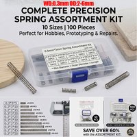 10 Sizes/100 Pieces WD:0.3mm OD:2-6mm 65Mn/304SUS Complete Precision Compression Spring Set For Repair & DIY