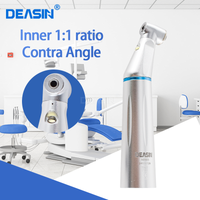 Deasin Dental LED Light 1:1 Ratio Contra Angle E-generator Low Speed Handpiece Inner Water Spray E-Type dentistry
