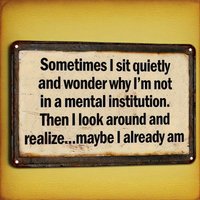 Funny Retro Metal Wall Sign, "Sometimes I Sit Quietly" Humorous Decoration, , Distressed Surface, Metal Design, Rustic Finish,