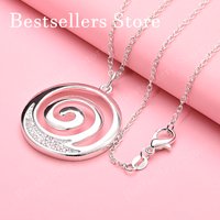925 sterling silver 16-30 inch exquisite spiral circular pendant necklace for women's fashion jewelry wedding accessories