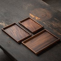 Elegant Wooden Rectangular Tea Tray Solid Wood Tray Tea Cup Trays Stand Tray Wooden Hotel Dinner Plate Storage Tray Tableware