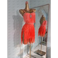 Latin Dance Costume with Diamond Studded Performance Competition Costume