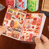 20 Sheets Vintage Food & Fruit Stickers Book, Retro "Happy Meal Time" Themed Decals, Cute Aesthetic Stickers for Scrapbooking