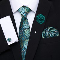 Paisley/printed men's tie 4-piece set, suitable for parties, banquets, casual business occasions, stylish and elegant