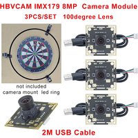 HBVCAM IMX179 100 degree 8MP 30fps camera module with 2m cable for Autodarts Scoring System