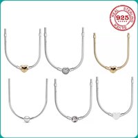 Hot selling classic 925% pure silver 40cm-60cm heart shaped round zircon necklace for women DIY necklace jewelry birthday gift