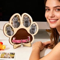 1 Pet Photo Frame Wooden Desktop Pet Keepsake Photo Album Ornament Pet Dog And Cat Photo Frame Solid Wood Cat Paw Keepsake Frame