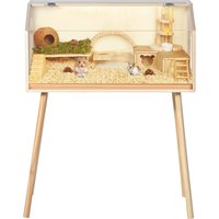 Hamsterkäfig mit Beinen, Großer Hamster-Habitat, Kauresistenter mit Acrylfenster & Öffnbarer Oberseite, Hamsterhaus für Meerschweinchen, Gerbile