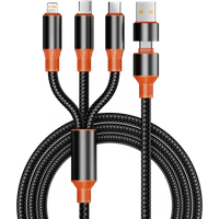 240W Nylon Weaving 2 In 3 Fast Charging Cable For iPhone15 14 13 12 11 X Pro Max Micro USB Type-C Phone Charger USBC Data Cable