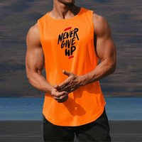 Never Give Up Men's Running Vests Mesh Quick Dry Breathable Muscle Workout Bodybuilding Fitness Tank Tops Loose Sports Shirt