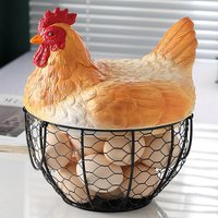 Modern Minimalist Style Rooster Shaped Egg Basket Kitchen Decorative Storage Basket Garlic Iron Art Home Snack Fruit Storage