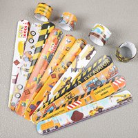 12Pcs Construction Engineering Vehicle Slap Bracelets Toys for Kids Excavator Theme Birthday Party Favors Baby Shower Gifts