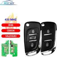 BEST KEY433MHz ASK/FSK Modified Flip Remote Car Key For Peugeot 107 207 307307S 308 407 607 CE0536 VA2/HU83 PCF7961 2/3 BTN Key