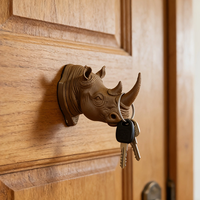 Modern Minimalist Rhinoceros Head Wall Hook for Entrance Hall Living Room Key Organizer Decorative Animal Head Hooks