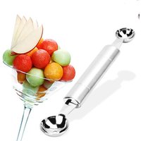 Kitchen Tableware Gadgets Fruit Vegetable Tools Stainless Steel Double Fruit Melon Scoop Ballers Ice Cream Scoop